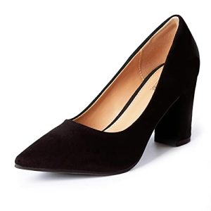 Women's High Chunky Block Closed Toe Heels,Slip On Pointed Toe Work Dress Office Wedding Party Pumps Shoes