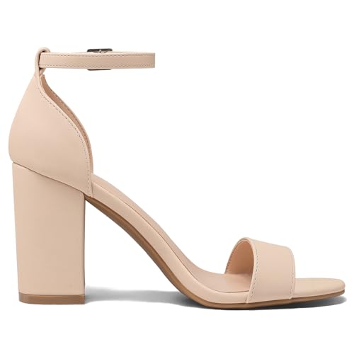 Women's Chunky Block Heels Open Toe Ankle Strap 3.5 Inch Heeled Sandals