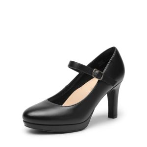 Women's Pumps Close Toe Classic High Heels Round Toe Comfortable Low Platform Mary Jane Dress Shoes