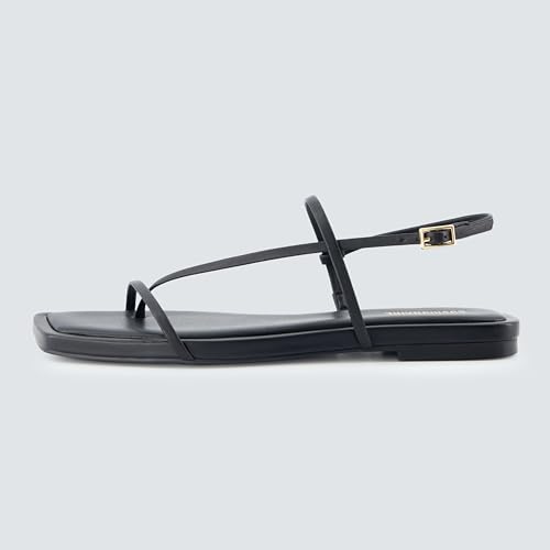 Glory Minimalist Strappy Womens Sandals – Sleek Adjustable Back Strap Flat Sandals for Women