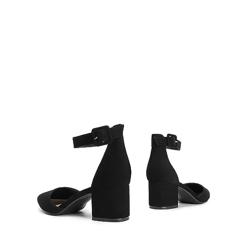 ANNEE Pointed Toe Low Chunky Heels Pump Shoes