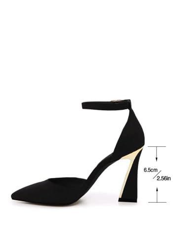 Womens Pumps Point Closed Toe Heels Buckle Ankle Strap D'Orsay Heeled Sandals
