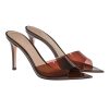 Women's Clear Pointed Open Toe Stiletto Heel Slide Sandals Fashion Sexy Slip On Transparent Strap High Heels Mules Summer