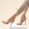 High Heels for Women 4 Inches, Black Nude Gold Stiletto Heels Open Toe Ankle Strap Heeled Sandals for Dressy Wedding Party
