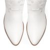White Cowgirl Boots Women Cowboy Knee High Tall Boots Chunky Heel Pointed Toe Pull-On Western Wide Calf Boats Country Fashion