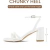 Strappy Heels for Women Square Toe Chunky Block Heels Ankle Buckle Heeled Sandals