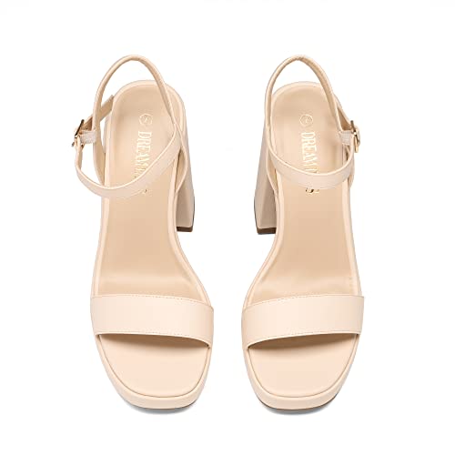 Heels for Women Block Chunky Platform High Heels Open Toe GISELLE Fashion Wedding Party Evening Prom Dance Ankle Strap Dress