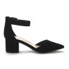 ANNEE Pointed Toe Low Chunky Heels Pump Shoes