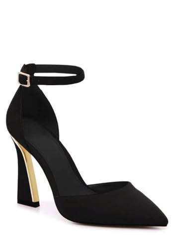 Womens Pumps Point Closed Toe Heels Buckle Ankle Strap D'Orsay Heeled Sandals