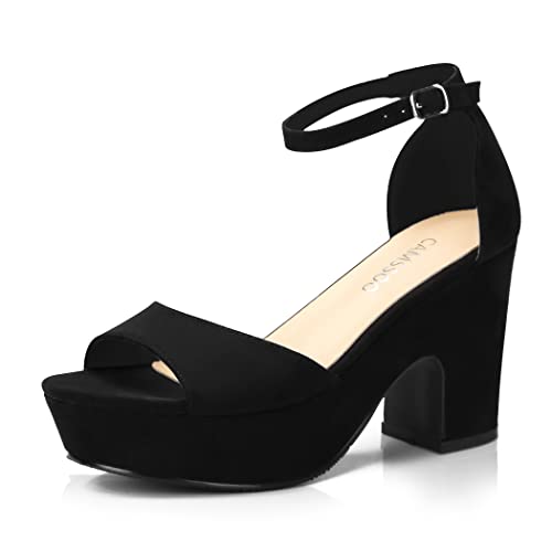 Women's Platforms Wedges Sandals Suede Open toe Ankle Strap Fashion Wedding Sexy Dress Block Chunky High Heels Pumps Shoes