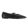 Lace Up Ballet Flats for Women Bow Square Toe Mary Jane Flats Slip On Leather Ballerina Shoes