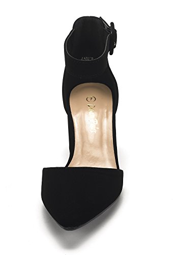 ANNEE Pointed Toe Low Chunky Heels Pump Shoes