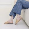 Womens Slip On Flat Sandals Soft Leather Open Toe Slide for Summer Dressy