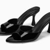 Womens Heeled Mules Pointed Peep Toe High Heels Slip On Backless Mule Sandals Dress Shoes
