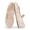 Ballet Flats Shoes for Women – Crystal-Embellished Mesh Ballet Flats Women Footwear – Non-Slip Mary Jane Shoes with Memory Foam