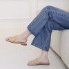 Womens Slip On Flat Sandals Soft Leather Open Toe Slide for Summer Dressy