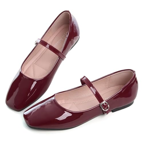 Women's Slip on Flats,Classy Round Toe Solid Classic Mary Jane Ballet Dance Shoes Soft Comfortable PU Flat Shoes