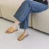Womens Slip On Flat Sandals Soft Leather Open Toe Slide for Summer Dressy