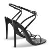 Strappy High Stiletto Heels, Ankle Strap Buckle Heeled Womens Sandals, Sexy Comfort Open Round Toe Heels for Daily Party Dress