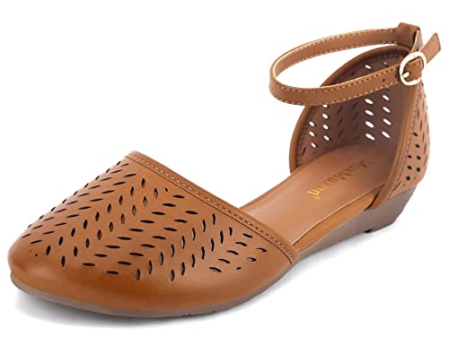 Womens Roman Ankle Strap Cage Closed Toe Flat Sandals