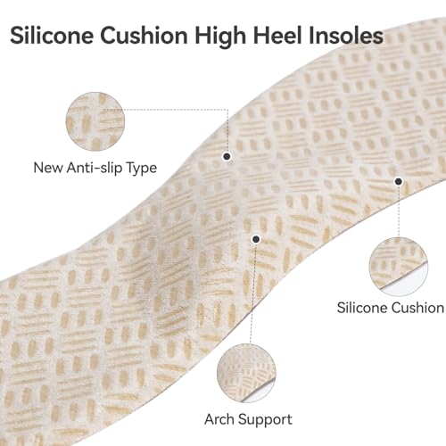 Gel High Heel Arch Support Inserts Women, Invisible Sandal Insoles, Adhesive Inserts for Flat Feet Dress Shoes Anti-Slip, 2