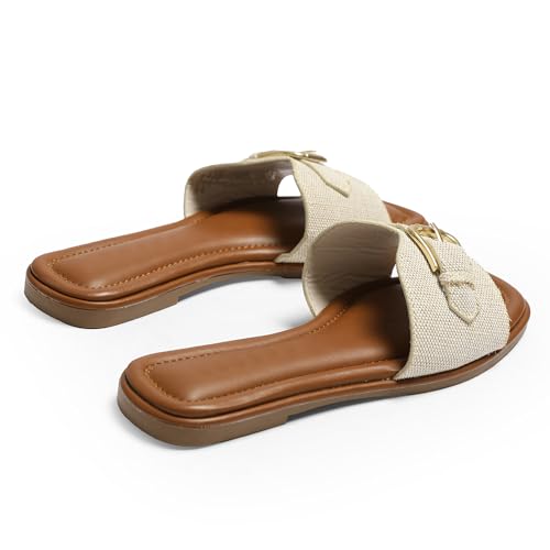 Womens Flat Sandals Dressy Sandals Comfort Slide Black Brown White Sandals Size 5-10