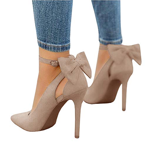 Womens High Heels Bow Tie Back Sexy Stiletto Ankle Strap Wedding Dress Pumps Shoes