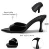 Womens Heeled Mules Pointed Peep Toe High Heels Slip On Backless Mule Sandals Dress Shoes