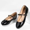 Mary Jane Flats for Women Leather Ballet Flats Shoes Round Toe Comfy Dressy Casual Work Flats with Ankle Strap