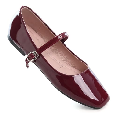 Women's Slip on Flats,Classy Round Toe Solid Classic Mary Jane Ballet Dance Shoes Soft Comfortable PU Flat Shoes