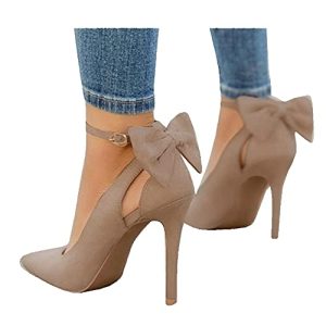 Womens High Heels Bow Tie Back Sexy Stiletto Ankle Strap Wedding Dress Pumps Shoes