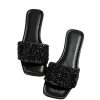 Women's Sparkly Jeweled Flat Sandals Dressy Open Toe Glitter Shiny Slippers Slip-on Shoes