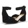 ANNEE Pointed Toe Low Chunky Heels Pump Shoes