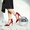 Heels for Women Closed Pointed Toe Heels Women's Pumps Stiletto High Shoes with Bow Knot Comfortable Ankle Strap Office Party
