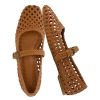 Weston Women’s Hand Woven Dressy Ballet Flats – Faux Leather Mary Jane with Adjustable Strap & Memory Foam