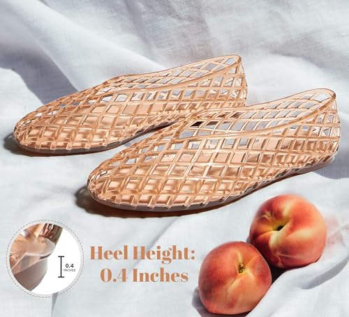 Women's Jelly Ballet Flats Mesh Casual Comfortable Jellies Shoes Clear Hollow Breathable Sandals